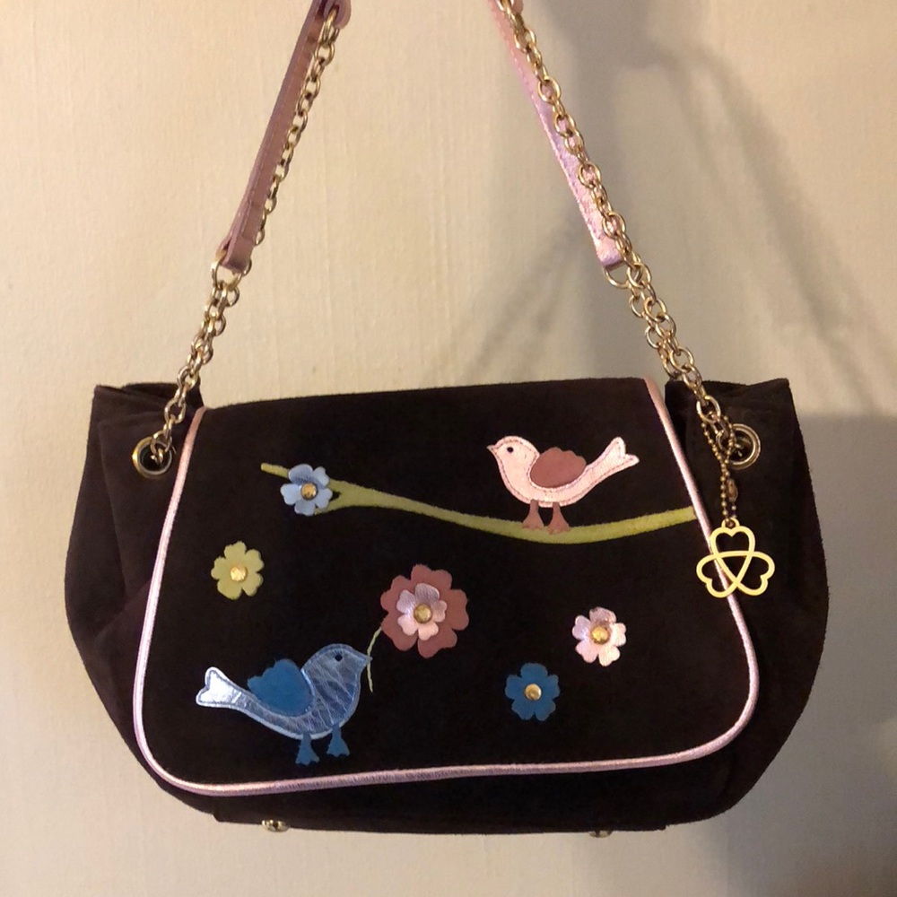 Suede bird handbag